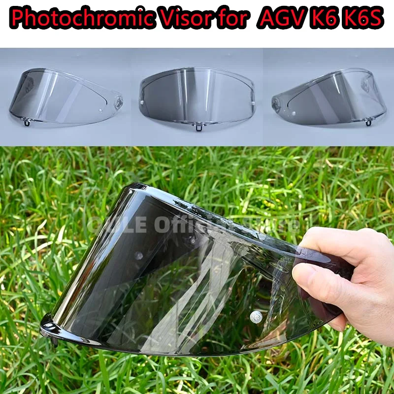 Photochromic Visor for AGV K6 K6s Helmet Glasses Screen Shield Windshield Accessories Parts Autochromic lens