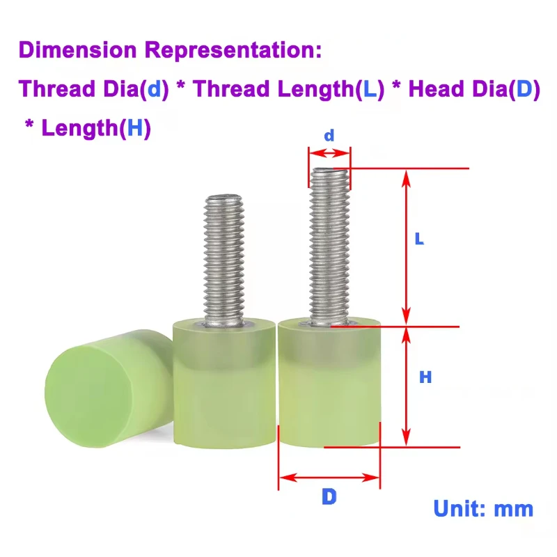 M8 M10 Polyurethane Coated Shock-Absorbing And Anti-Collision Screw, Cushioning And High-Strength Rubber Head Bolt