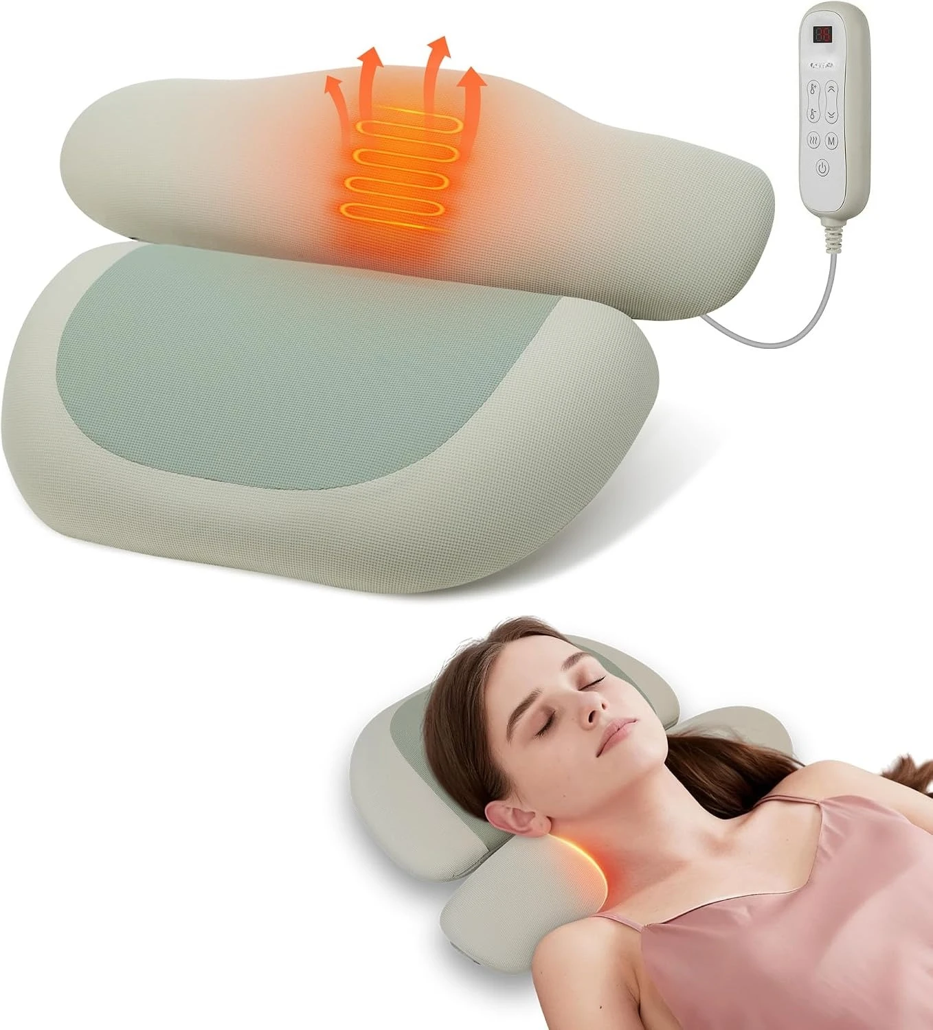 Neck & Shoulder Massager Premium Fabric Ergonomic Size, Massage, Stretch, Rechargeable, Cordless for All Season Use, Neutral Grey