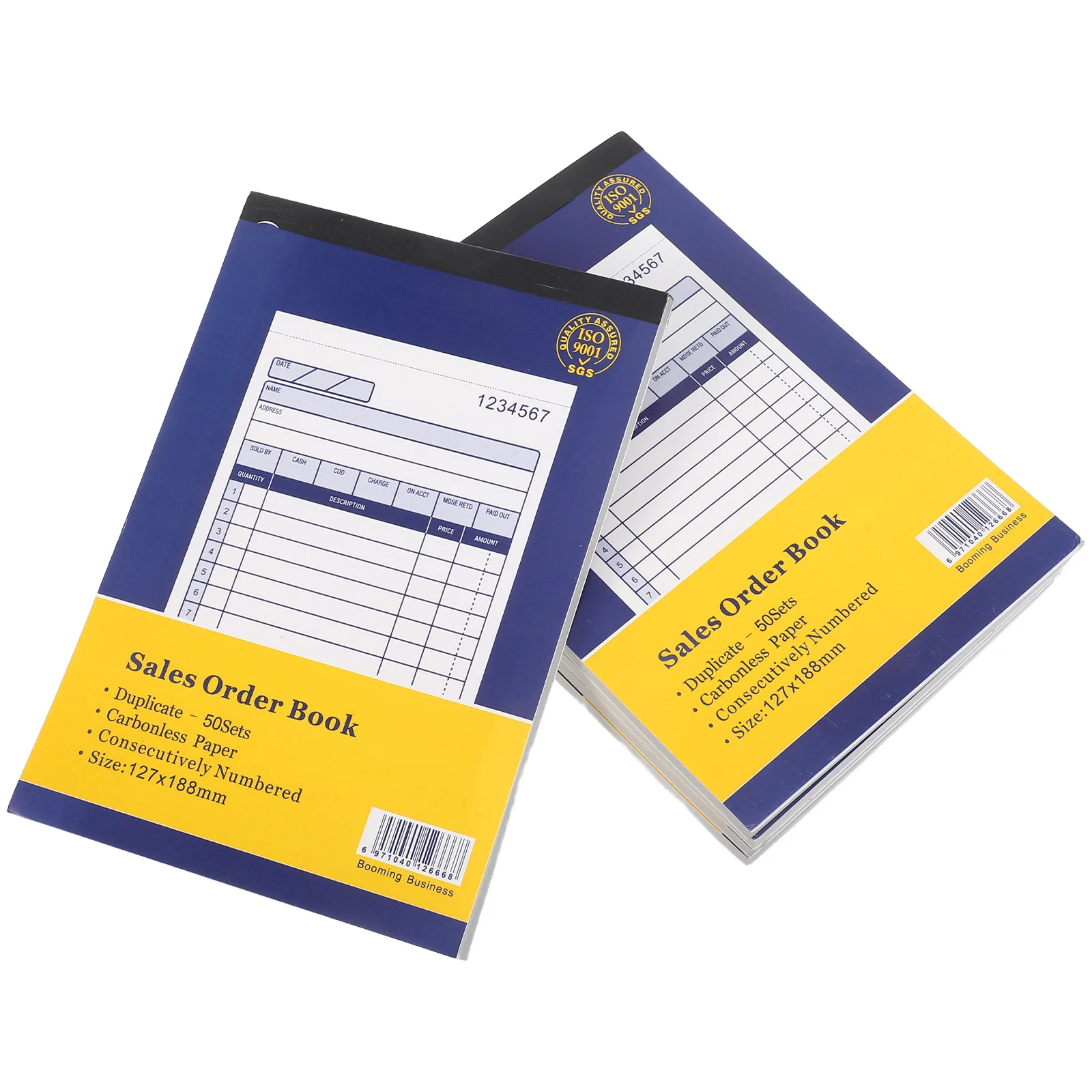 5pcs Sales Book For Small Business 2-Part Canary Invoice Pad Purchase Order Tracking Receipt Book For Order Management Financial