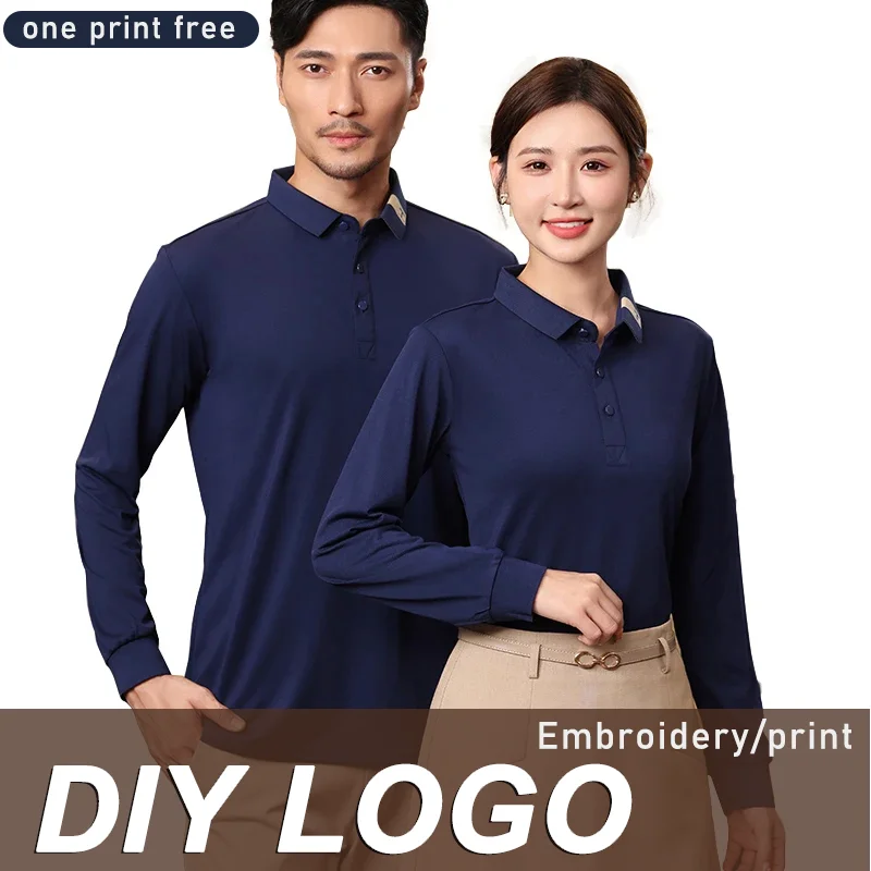

Custom Logo Printing Women and Men's Clothing Polo Shirt sports T-shirt autumn Business Formal Office Long-Sleeve Polo Shirts
