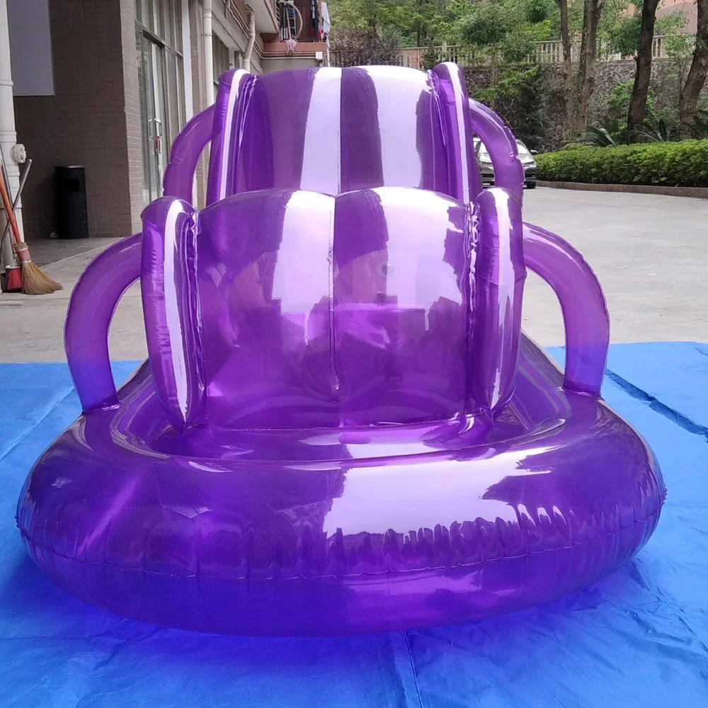 Transparent purple inflatable lounge chair sofa