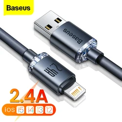 Baseus-아이폰용 USB 케이블, 아이폰 13, 12, 11 프로 맥스, X, 8, 7p, 6s, 2,4a, 아이패드 프로 미니용 고속 충전 휴대 전화 충전기, 데이터 와이어 코드