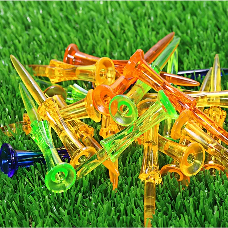 20Pcs New Low Resistance Golf Tees Plastic Cushion 80MM Golf Clubs Tee Double-layer Durable Golf Training Tools Outdoor Sports