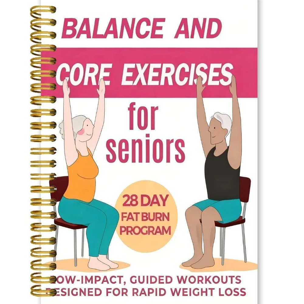Chair yoga practice notebook for middle-aged and elderly people, 50 page sitting yoga guide, fitness planner magazine, flexibili