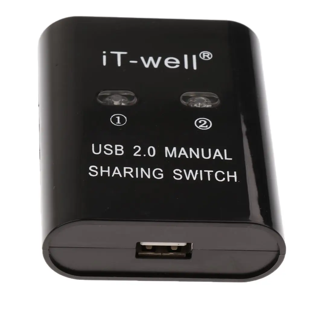 USB Sharing Switch 2 Port Splitter KVM Adapter Multi USB Hub Switch for Scanner Printer Compatible with PC 2