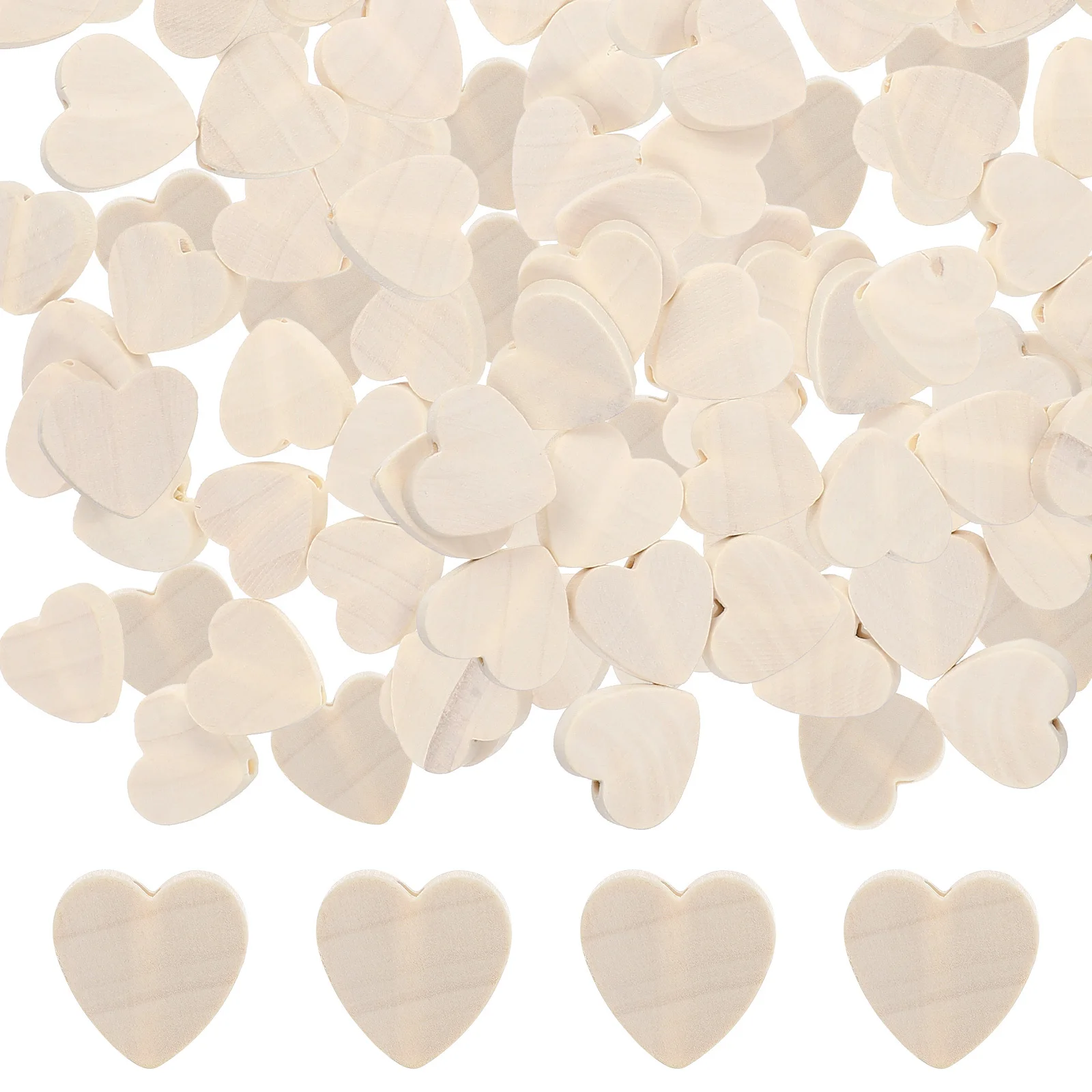 

100Pcs Wooden Heart Shape Beads Lightweight Durable Heart Spacer Beads for DIY Jewelry Craft Bracelet Necklace