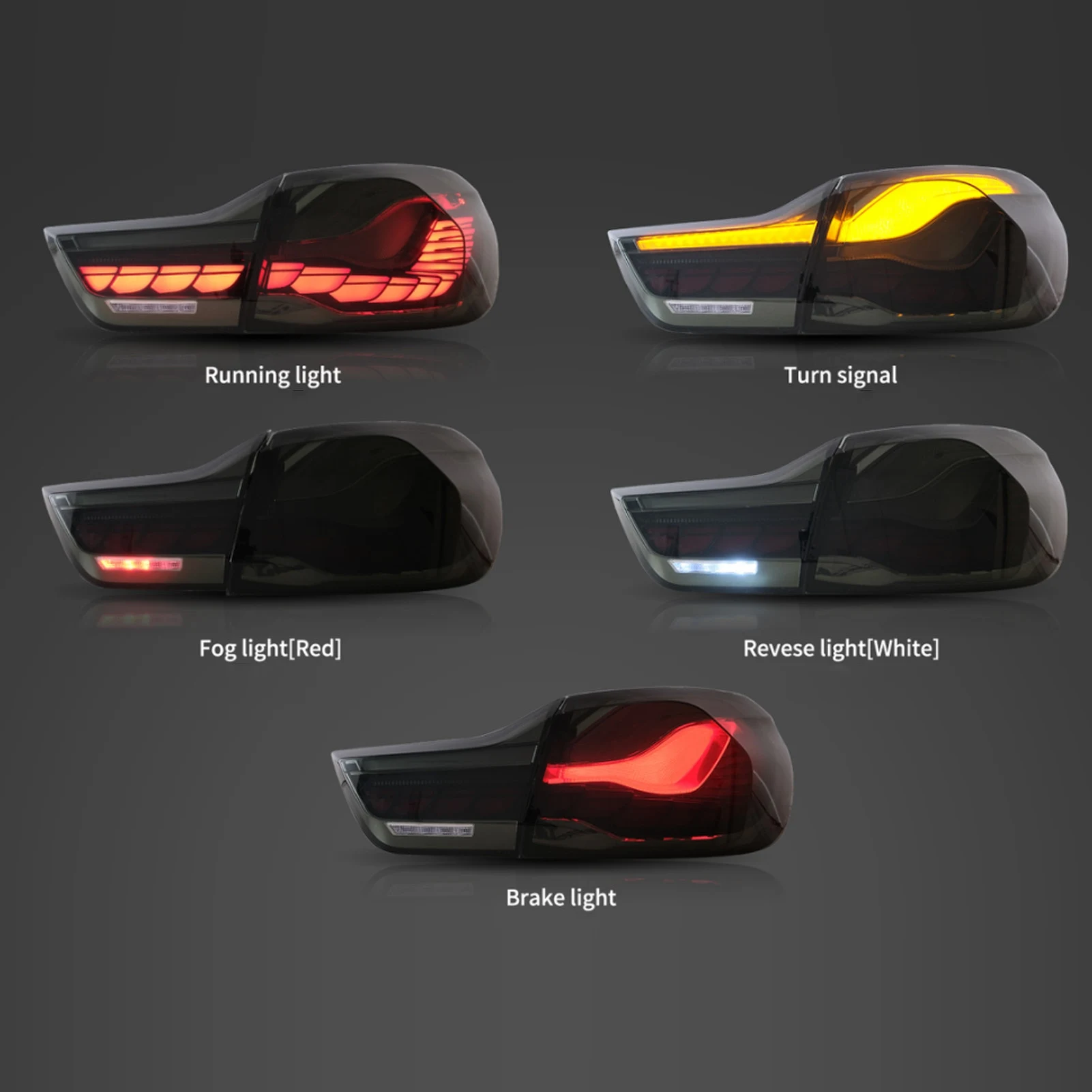 For BMW 4 Series F32 F33 F36 F82 F83 M4 2014‑2020 Smoky Lens For GTS OLED Style Full LED Dynamic Tail Light With Turn Signal