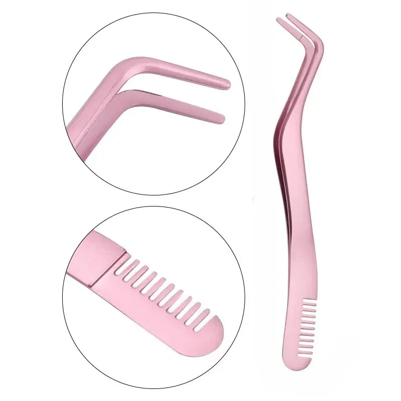 1 /3Pcs Eyelash Comb Tweezers  Anti-Static Stainless Non-Magnetic Steel Professional Volume 3D Lashes Extension Tweezers Tools