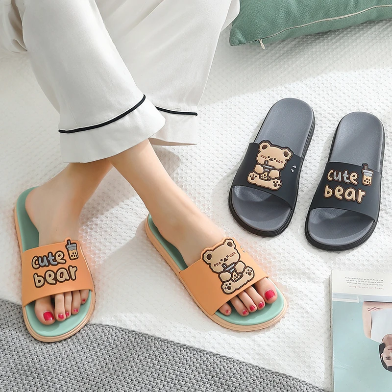 Funny Slipper Female Platform Cloud Woman Cartoon Bear Non Slip Flip Flop Slides Indoor Beach Men Women Summer Ladies Shoes Home