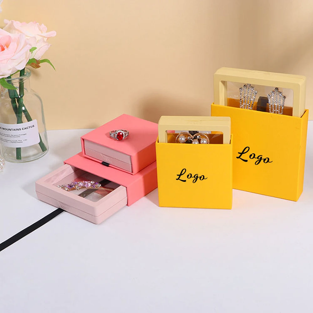 

50 упаковок, роскошные серьги и ожерелья с логотипом, подвесная коробка из пленки Pe, водонепроницаемый ящик, упаковочные коробки для демонстрации ювелирных изделий