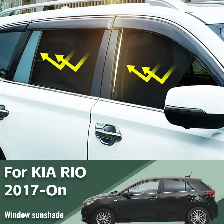 For Kia RIO 2017-2024 Magnetic Car Sunshade Shield Front Windshield Frame Curtain Net Baby Rear Side Window Sun Shade Visor