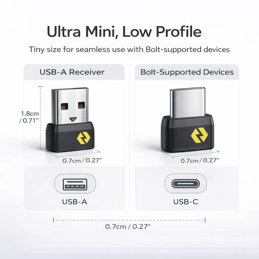 Dual Interface Wireless Adapter For Logitech Bolt-Enabled Devices, USB-A & Type-C Connection Solution For Mouse & Keyboard view 6
