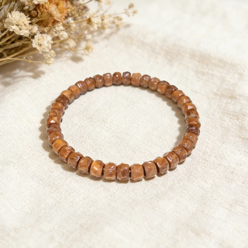 Pulsera de cuentas sólidas Kuka • Tallada a mano • Semilla de Bodhi • Buda sin forma • Semilla cruda • Pulsera unisex de un solo lazo