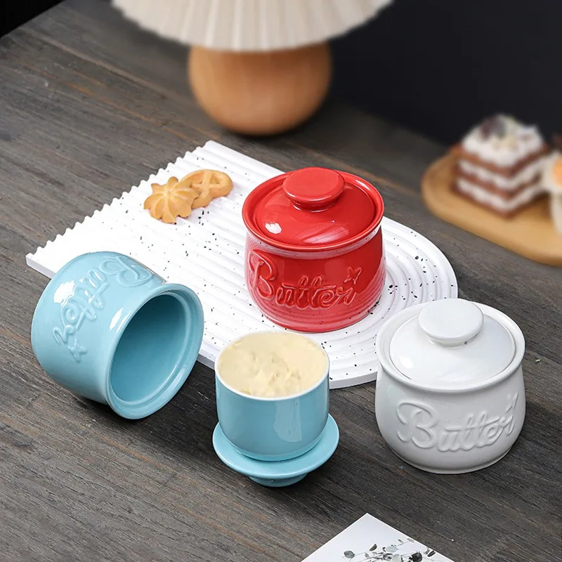 180ml Ceramic Butter Bell Crock,French Butter Dish with Lid for Countertop,Porcelain Cheese Storage Box,Kitchen Food Organizer