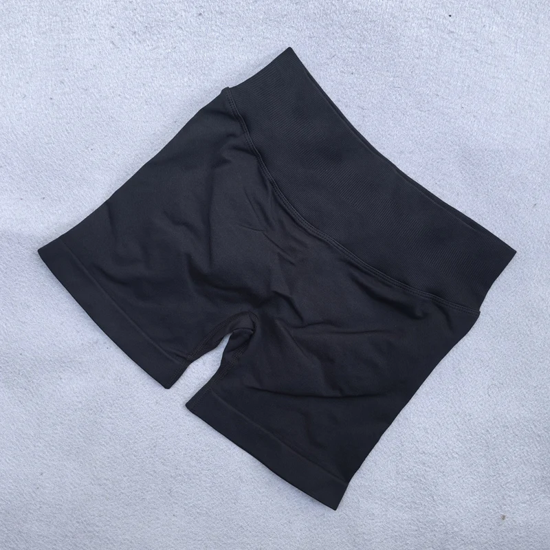 No Logo Sexy V Back Low Ribbed Waist Band Yoga Shorts Seamless Scrunch Bum Workout Gym Shorts Booty Hight Stretch Running Shorts