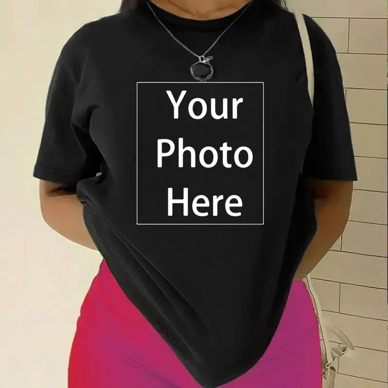 Camiseta de algodão com estampa de letras retrô americana solta ort sve redonda ne top casual para mulheres verão umidade ng