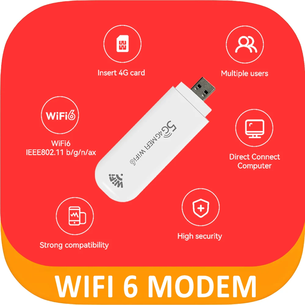TIANJIE Wi-Fi 6 Router Global 4G LTE USB Modem With WiFi Hotspot Portable Router for Travel/Home 300Mbps Compact MIMO Network