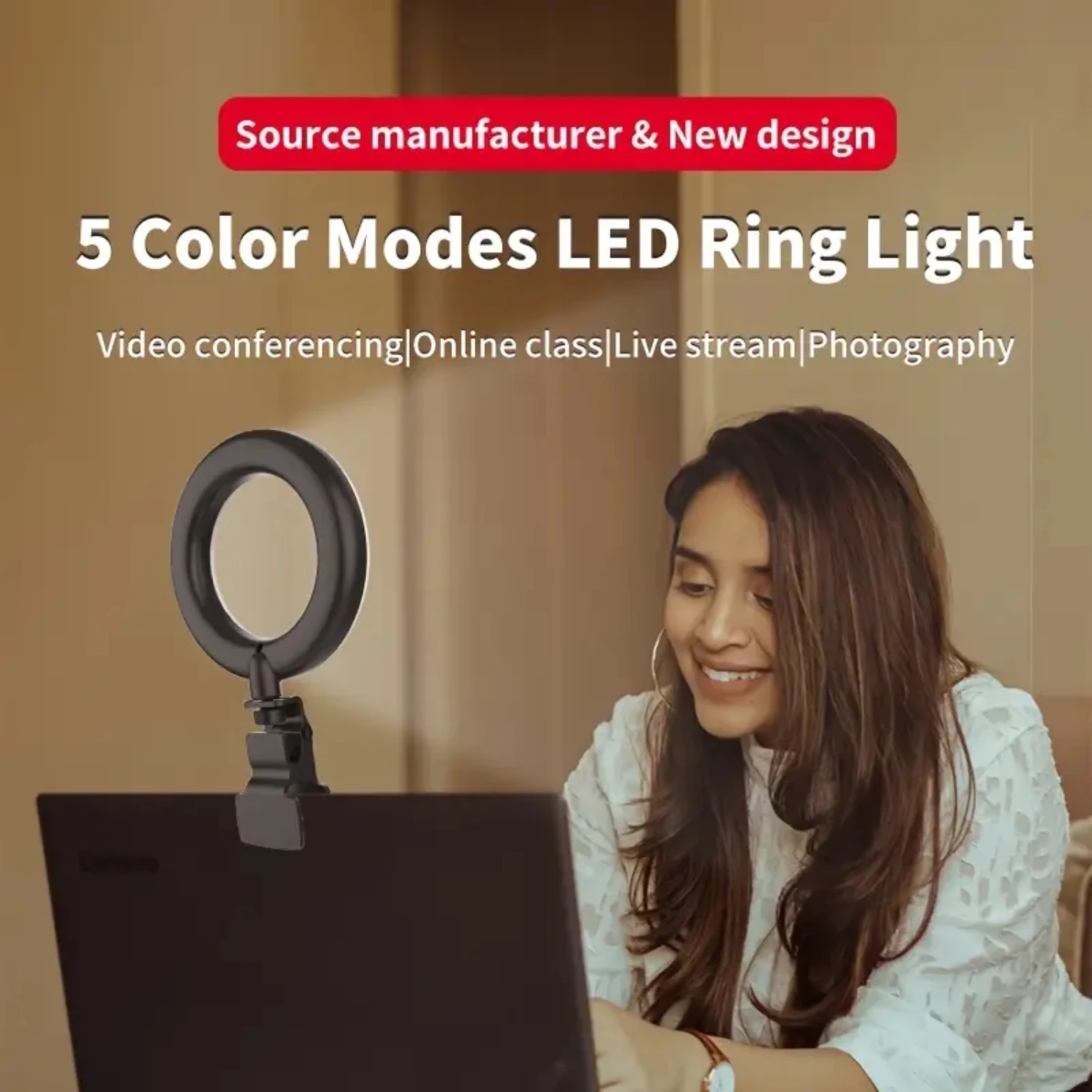 Webcam Lighting,Ring Light For Laptop/Computer,Zoom Call Lighting,Video Conference Lighting With Webcam Style Mount And Tripod