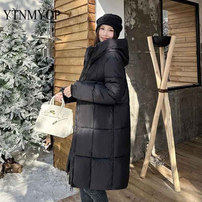 Winter Coat Solid Thicken Warm Parkas Women Hooded Snow Outwear Long Coats S-3XL Oversized Loose Jackets Female