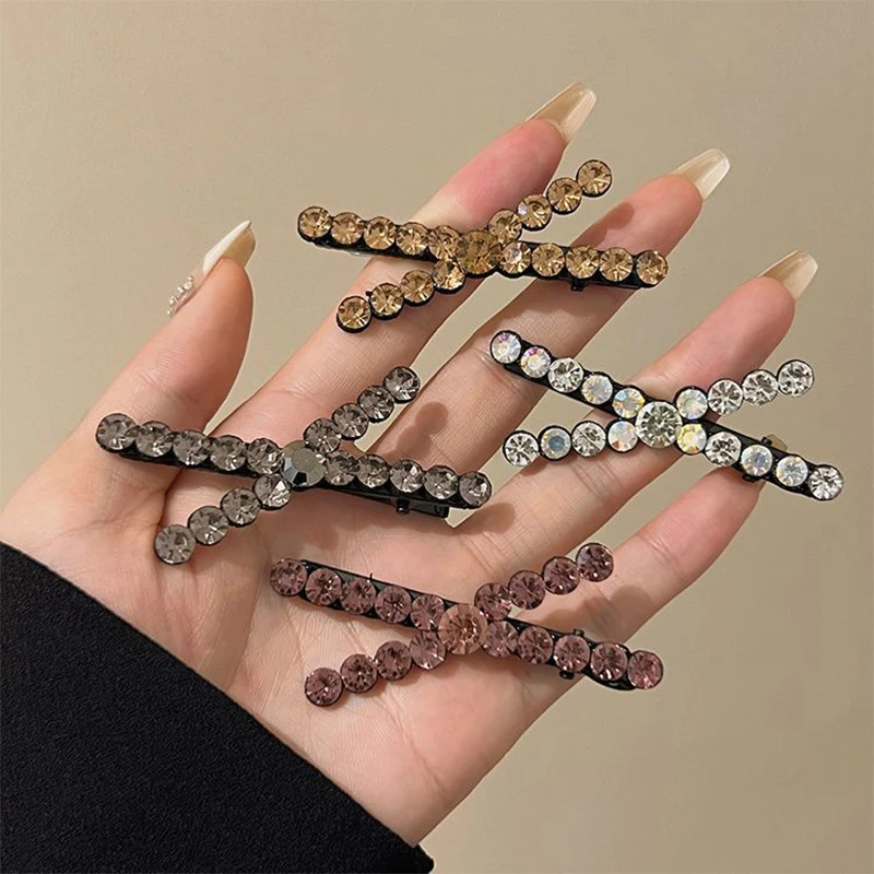 

AISHG Korean Simple Cross Zircon Hair Clips for Women Exquisite Light Luxury Elegant Duckbill Clip Girl Hair Accessories