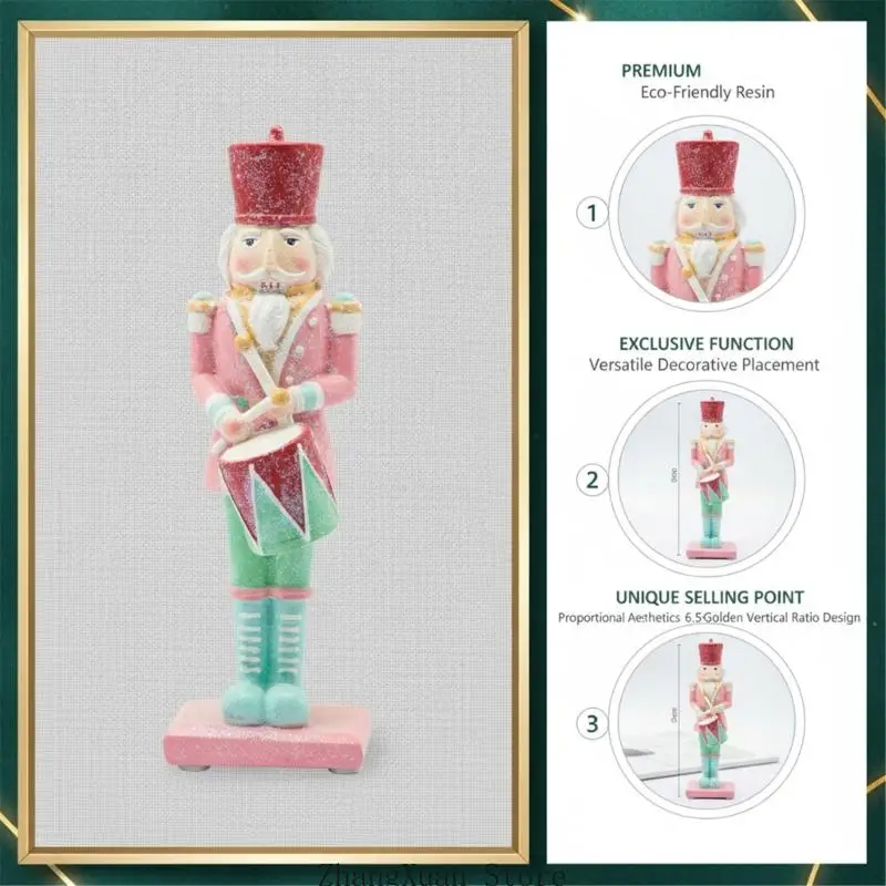 Glitzernde Harz-Nussknacker-Figurendekorationen für Weihnachtstisch und Eingangsbereich, 3 x – Detail 9