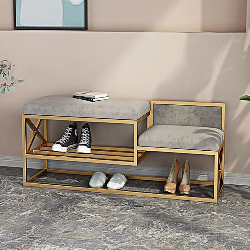 

Bench Display Shoe Cabinet Organizer Storage Mobile Living Room Luxury Metal Shoe Shelf Modern Zapatero Shoemakers Furniture