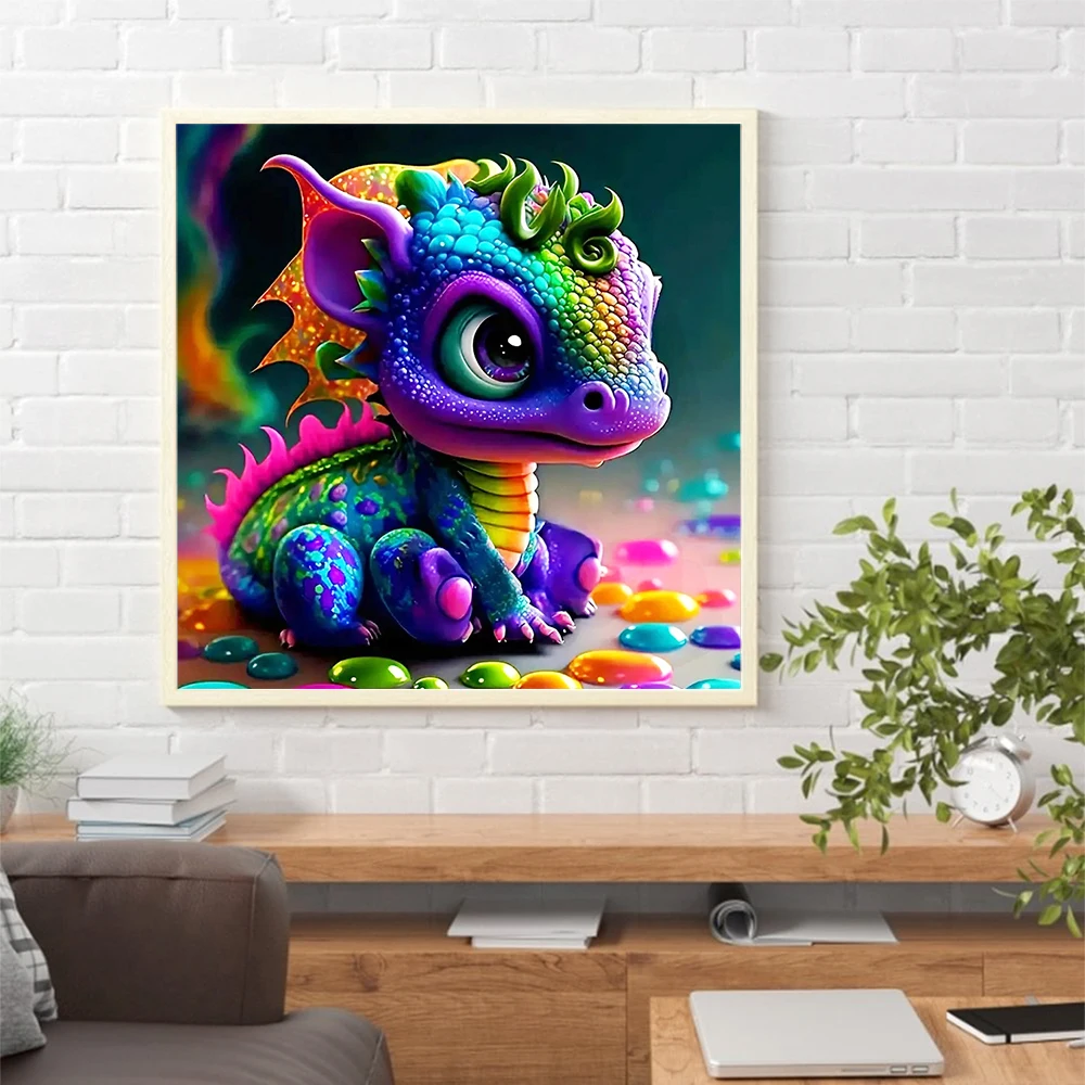 MomoArt Dragon Diamond Mosaic Cartoon Animal New Arrival Embroidery Colorful Dinosaur Diamond Painting Handmade Gift