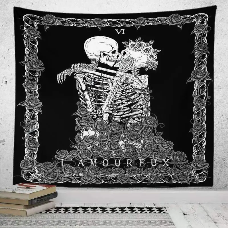 VIKAMA Black White Zodiac Star Chart Tapestry, Mysterious Astrology Tarot Wall Hanging for Bedroom Living Room Decor