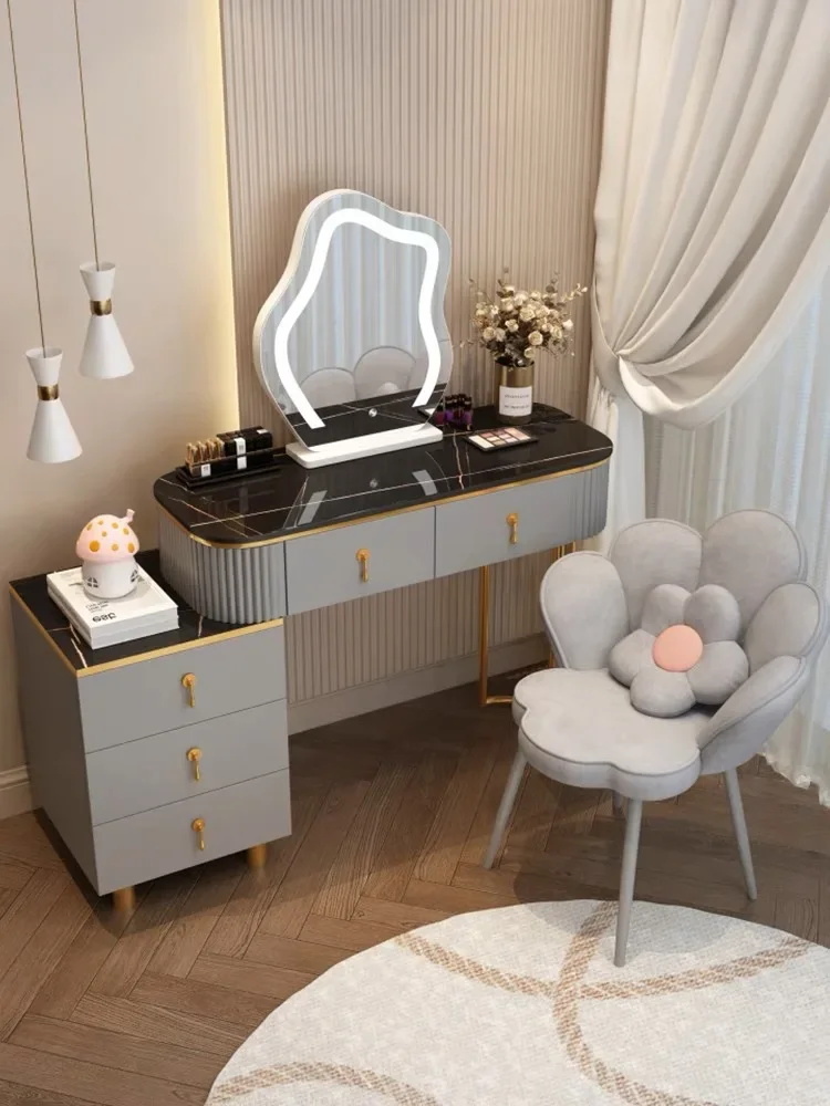 y living room furniture luxury makeup vanity glass countertops vanity tops table tops with led light makeup mirror  and chair