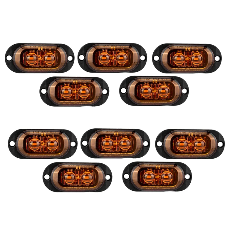 

10Pcs 12V-24V 2LED Car Side Marker Lights Turn Signal Lights Indicator Lights Taillight For Trailers Trucks Durable Yellow