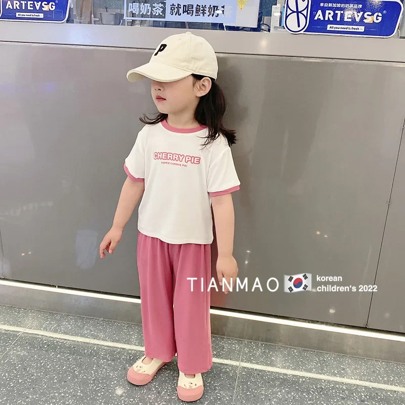 Summer Girls Clothes Sets Short Sleeve T-shirt+Pants Baby Girl Outfit Set Children Casual Clothes Kids Clothes Girls 2Pcs 2-7Yrs