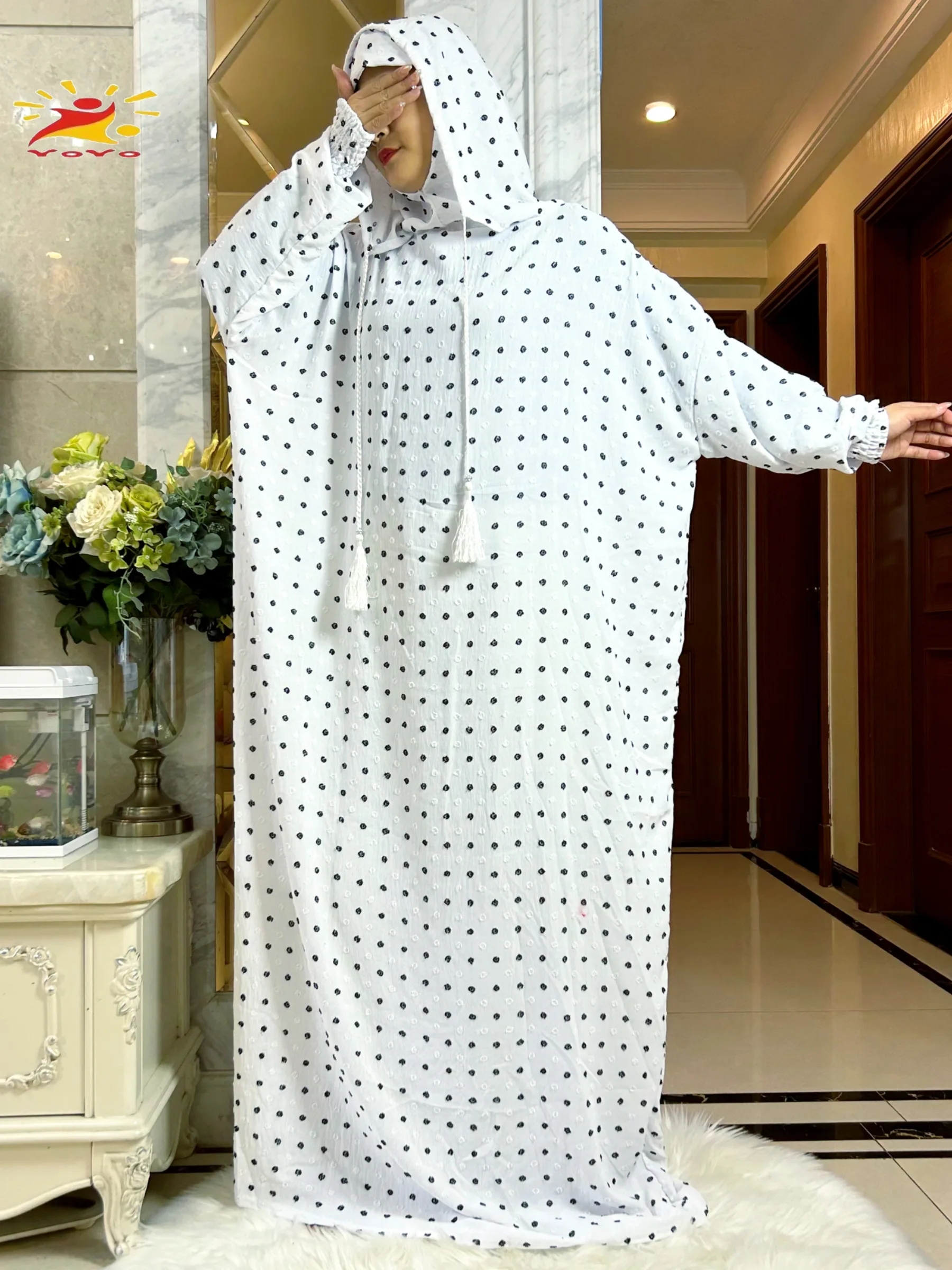 

New Ramadan Winter Prayer Garment Women Abaya Dubai Turkey Islam Clothes Twin Color Cotton Fabric Dress Islam Women Dress Kaftan