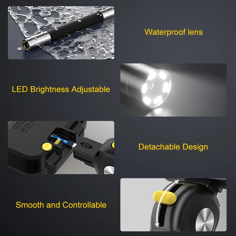 6.2MM 2-Way Articulating Borescope 1080P 4.3'' IPS Screen 2-Way 360° Steering Endoscope Detachable Design 8.5MM for Check Car