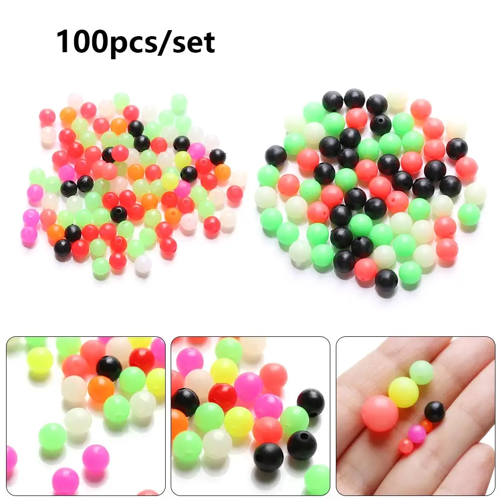 100pcs Round Mixed Color PE Plastic Stopper Beads for Carp Fishing Rig Fishing Beads Fishing Lures Tackle Accessories