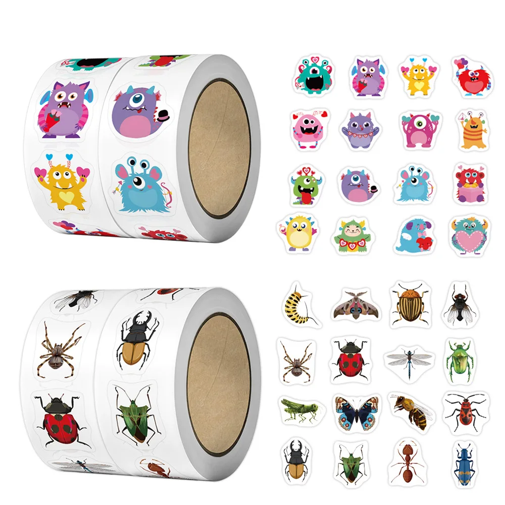 500pcs Little Monster Stickers for Valentine's Day Gift Wrapping Label Scrapbook Cartoon insect Stationery Stickers Reward Label
