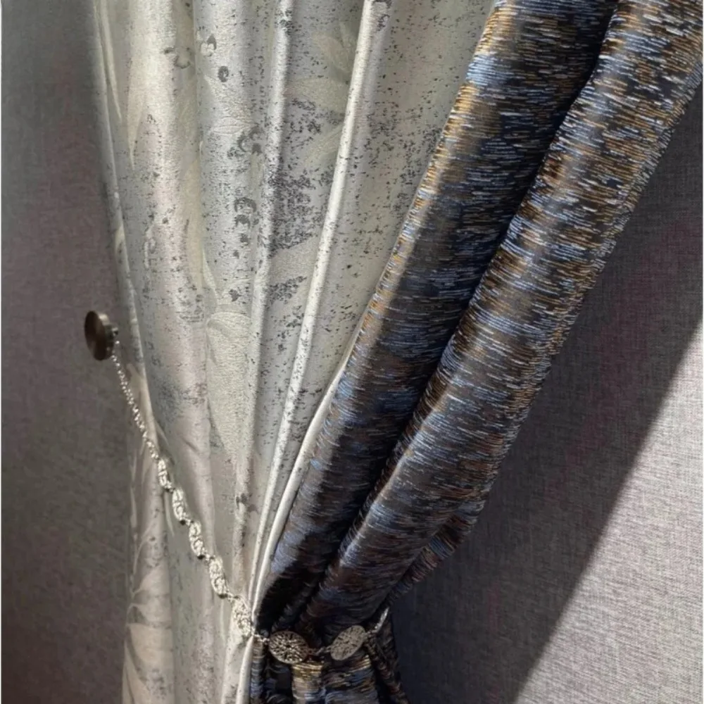 New Bamboo Leaf High Precision Gold Thread Jacquard Curtains for Living Room Bedroom Dining Study Hall Custom Size Decor