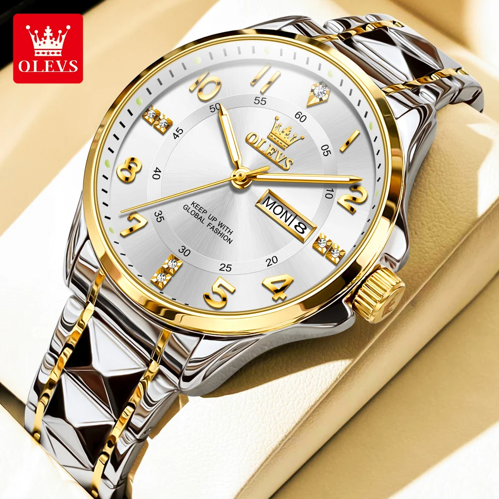 OLEVS Brand Watch with Fashionable Three-Dimensional Dial, Dual Calendar Quartz Watch, Waterproof Men's Watch, Men's Watch 2910