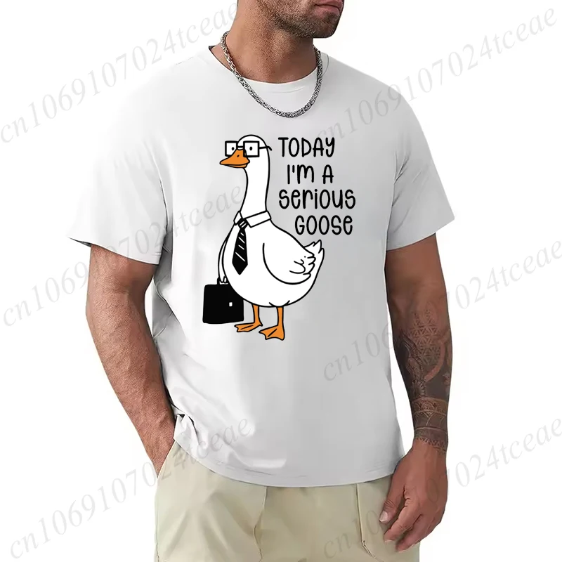 Summer Men's Tee T-shirt with Today I'm A Serious Goose Print T-Shirts Clothing Funny Sarcastic Tops Tees Daily Weekend Gifting