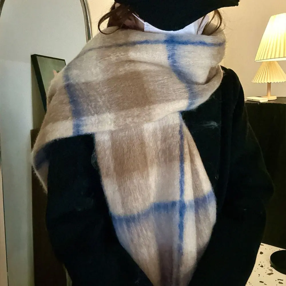 

Темпераментный клетчатый шерстяной шарф с кисточками в корейском стиле, утепленные зимние кашемировые шарфы, теплая элегантная женская шаль, осень