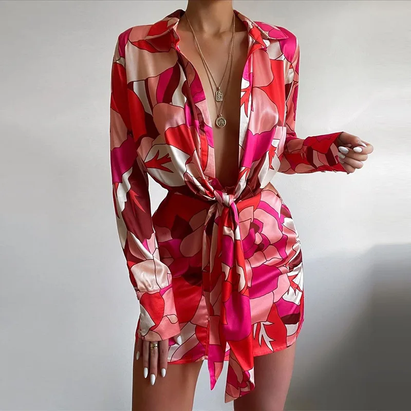 Sexy bloemenprint lang Sve irt Dr Koreaanse Sle hoge taille A-lijn rok enkele knoopsluiting woon-werkvriendelijke dames...