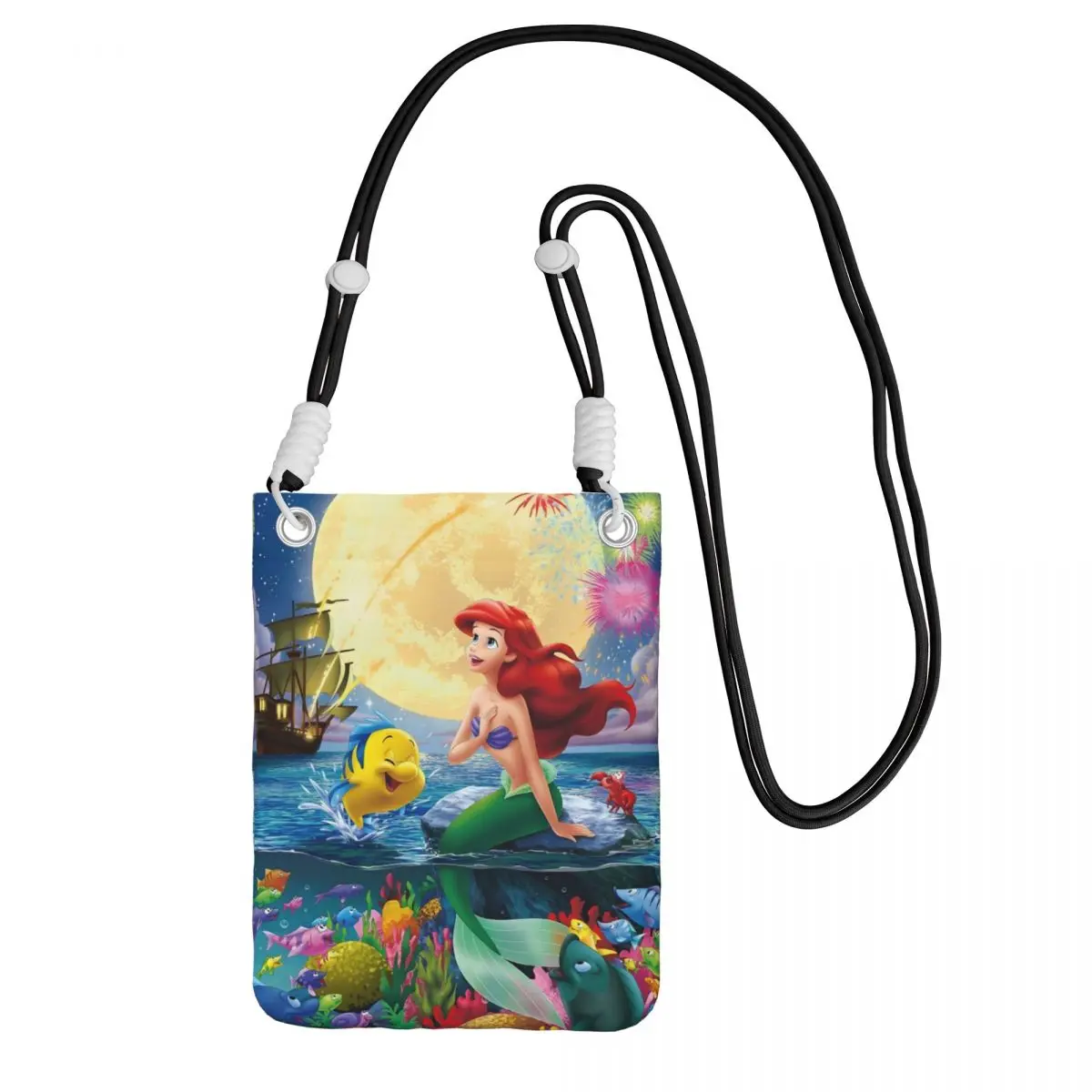 

Custom The Little Mermaid Carry A Mobile Phone Bag Diagonally Women Men Animation Shoulder Crossbody Bag Adjustable Length Walk