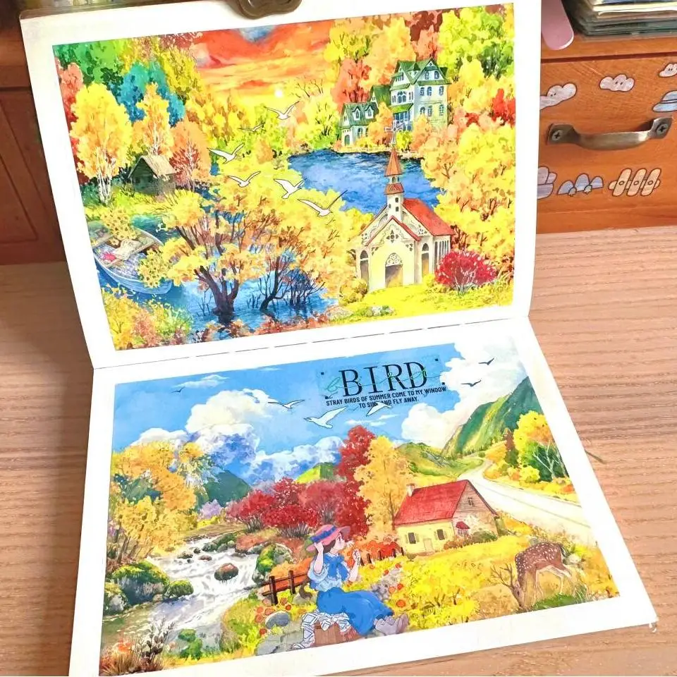Shian Mountain Washi Pet Tape  Golden Autumn  Villa Spring Forest Littlefox Snow Forest White