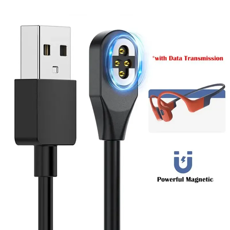 Magnetic USB Charging Cable 100cm 4 Pin Bone Conduction Headphone Charger Stable Safe Protection for Shokz OpenSwim Pro S710