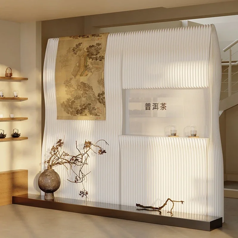 

Office partition screen tea room beauty salon new Chinese folding simple background panel