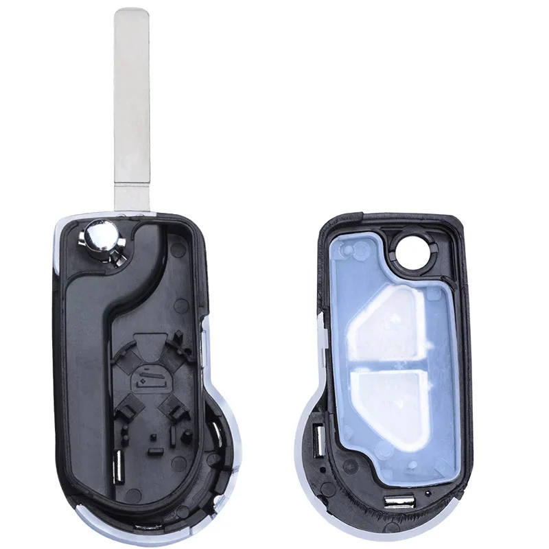 EllYECU-Coque de clé de voiture à distance à rabat avec 2 boutons, VA2 HU83, porte-clés à lame non coupée pour cristaux en C3 C5 DS3 2009-2018