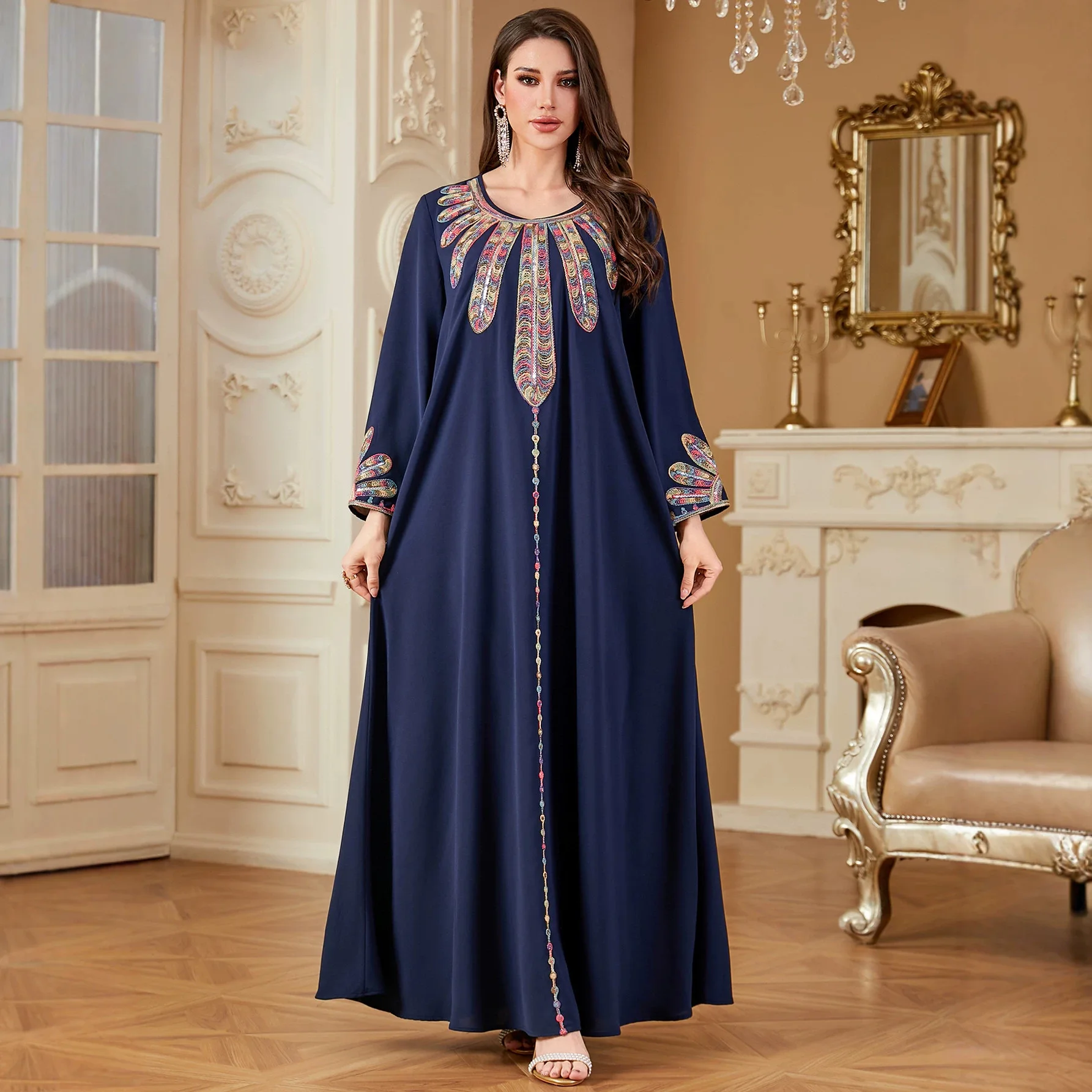 Dress Women Eid Muslim Abaya Embroidery Party Dresses Jalabiya Kaftan Islam Arab Long Robe Ramadan Vestidos Morocco Dubai Abayas