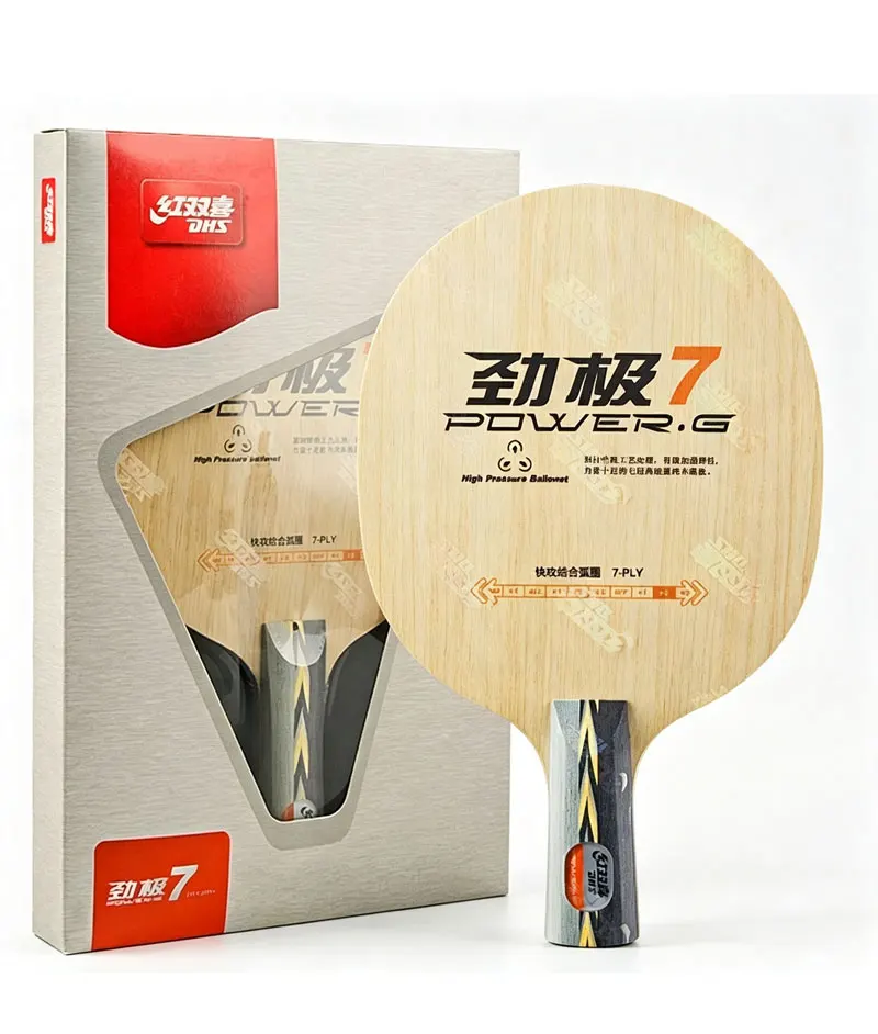 DHS POWER G 7 PG7 Tischtennisschläger 7-lagiges Holz Ping-Pong-Schläger Originalverpackung Loop-Driving mit Schnellangriff – Detail 4