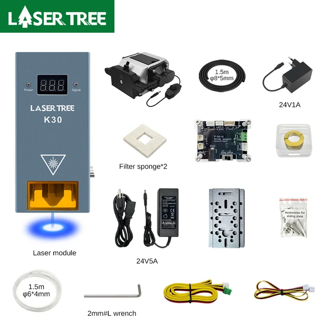 LASER TREE 20W 30W 40W 60W Głowica laserowa o mocy optycznej z pompy wspomagającej powietrze do cięcia laserowego CNC Narzędzie do grawerowania drewna DIY