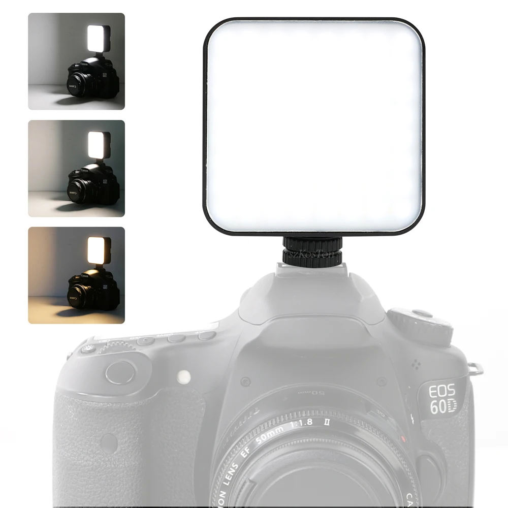 LEDビデオカメラ,ポータブル写真照明,トリコロール,コールドシューズ,DSrカメラ用,カムコーダー,gopro vlog,3200k-5600k